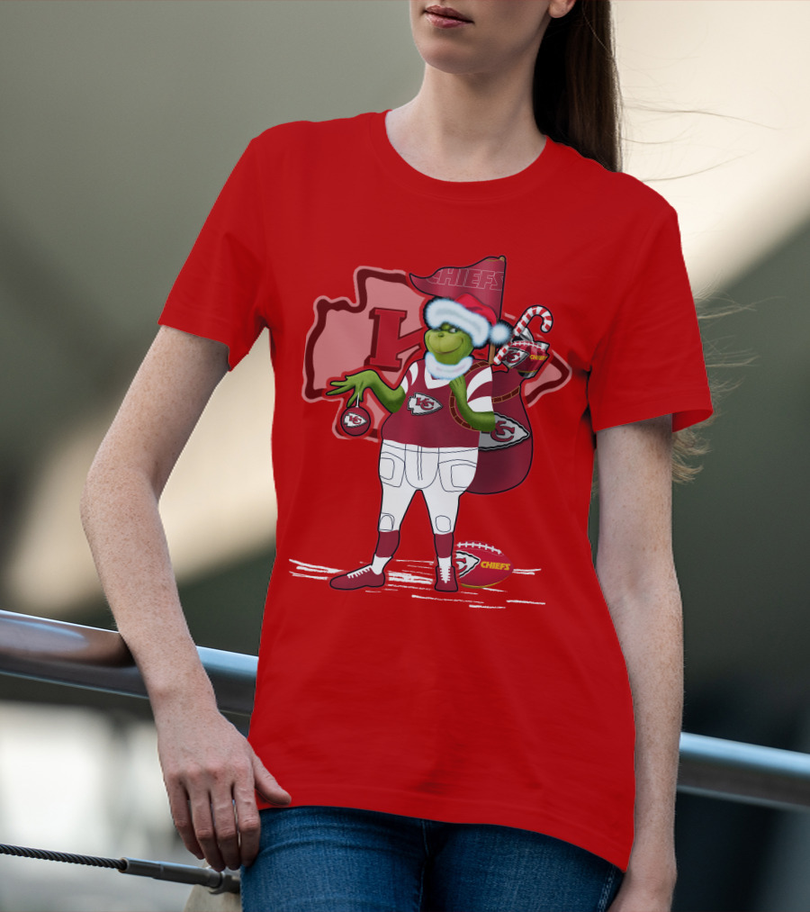 Grinchxmas Kansas City Chiefs Holiday Football Theme T-Shirt