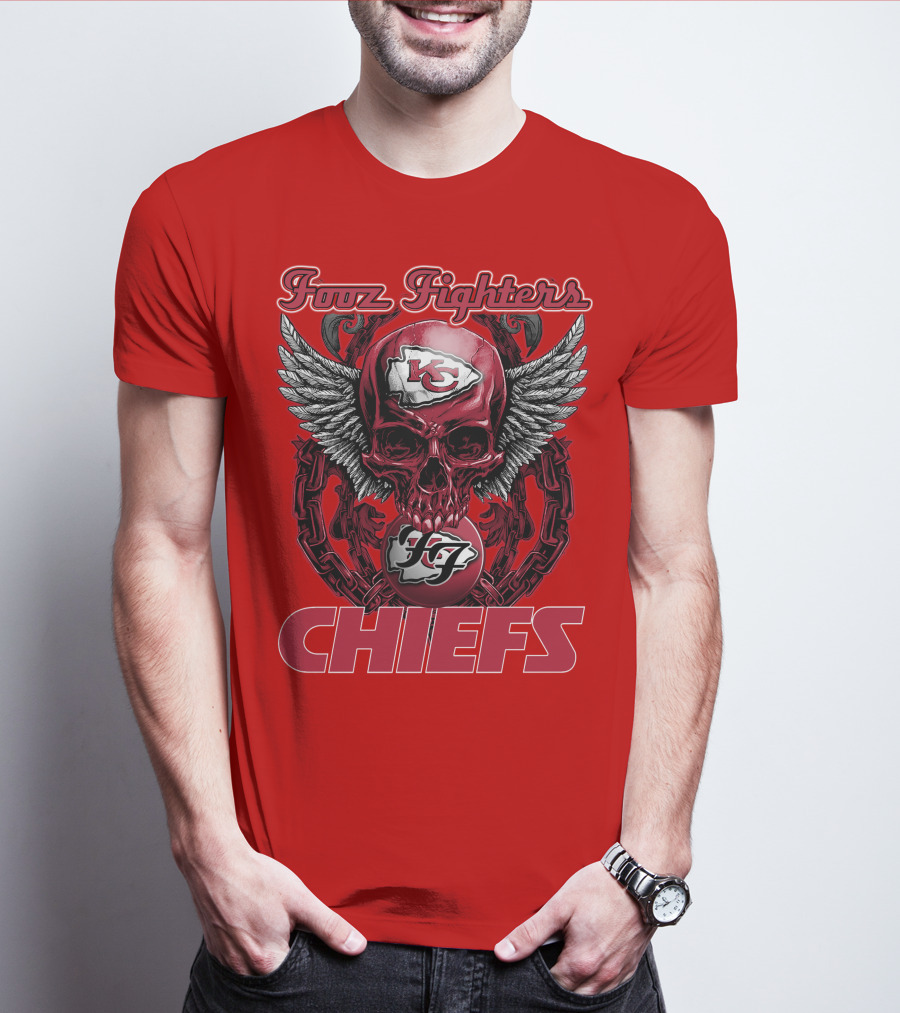 Foo Fighters Kansas City Chiefs Winged Skull T-Shirt