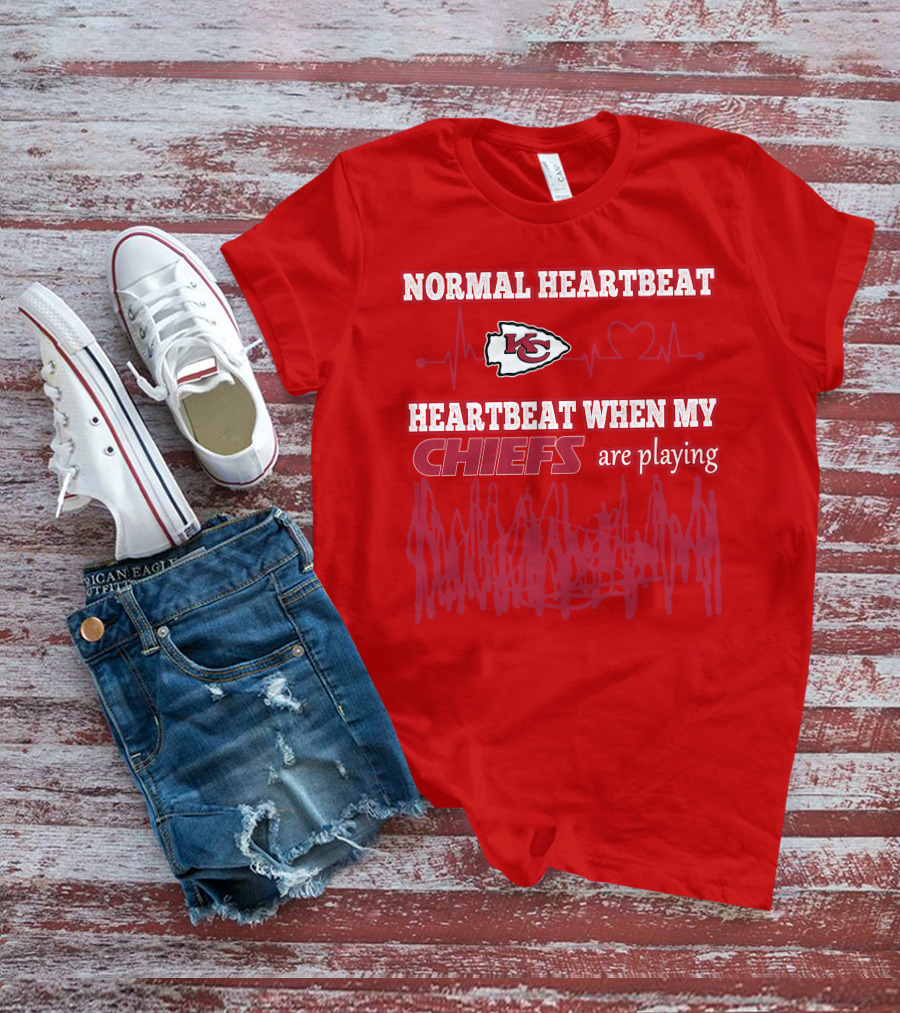 Normal Heartbeat Kansas City Chiefs Heartbeat When My Chiefs Are Playing T-Shirt