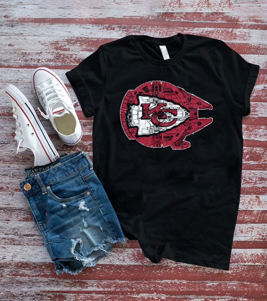 Kansas City Chiefs Star Wars Millennium Falcon 49 Logo Combo T-Shirt