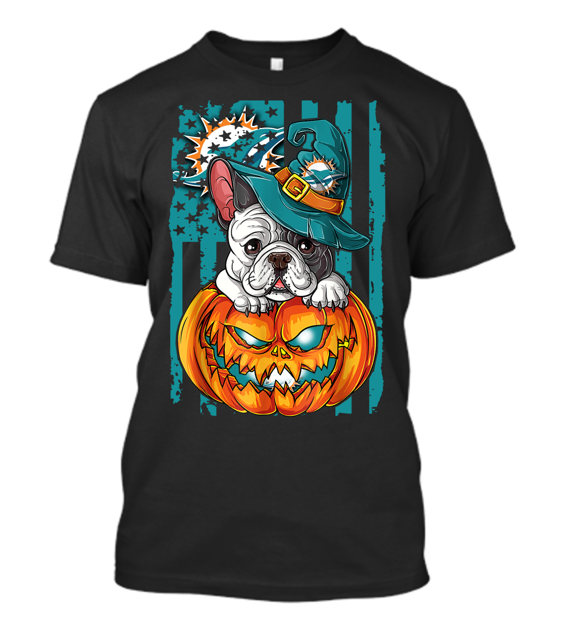 Hlw Bulldog Miami Dolphins Halloween Pumpkin T-Shirt