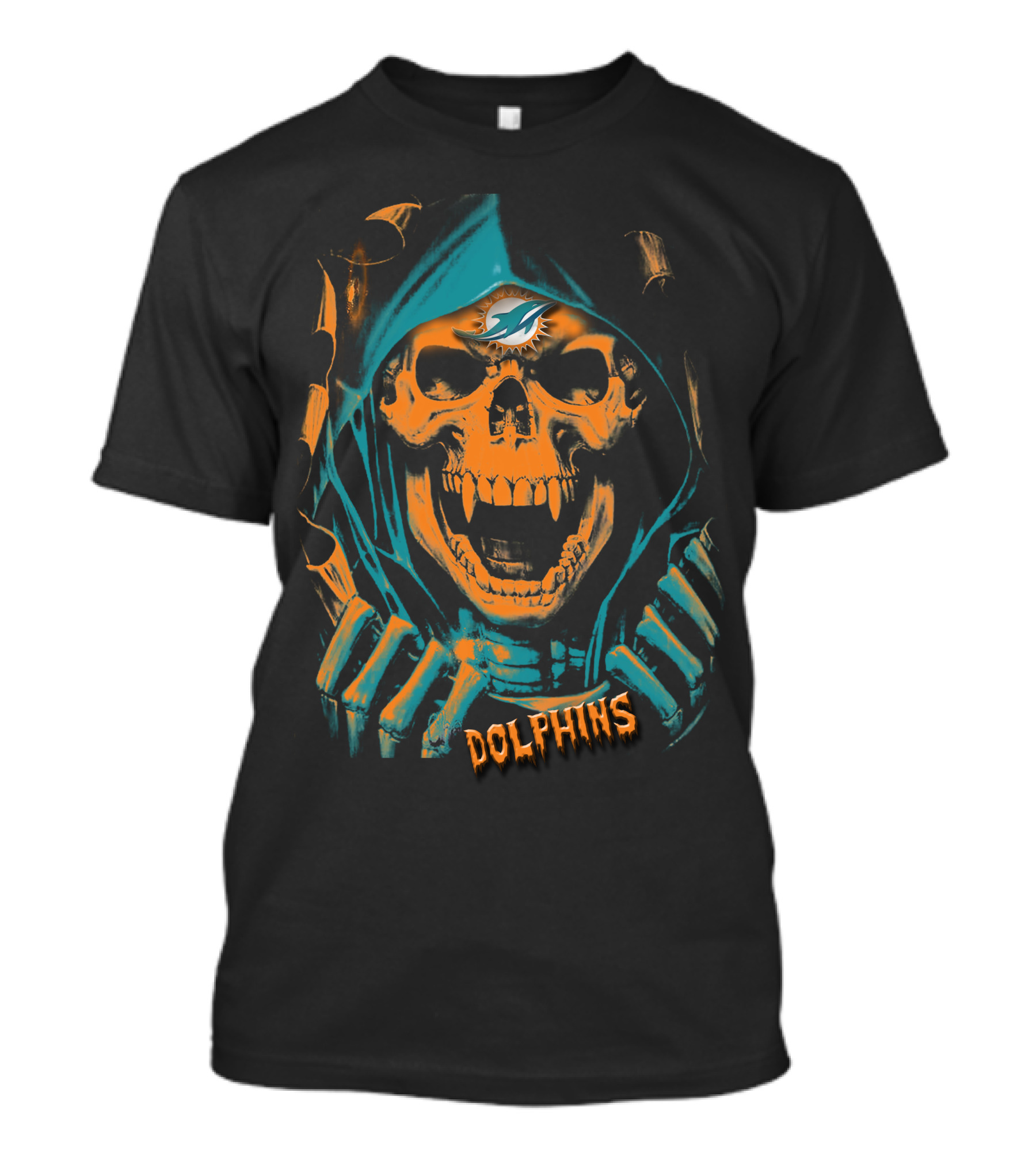 Miami Dolphins Skull Reaper Hoodie T-Shirt