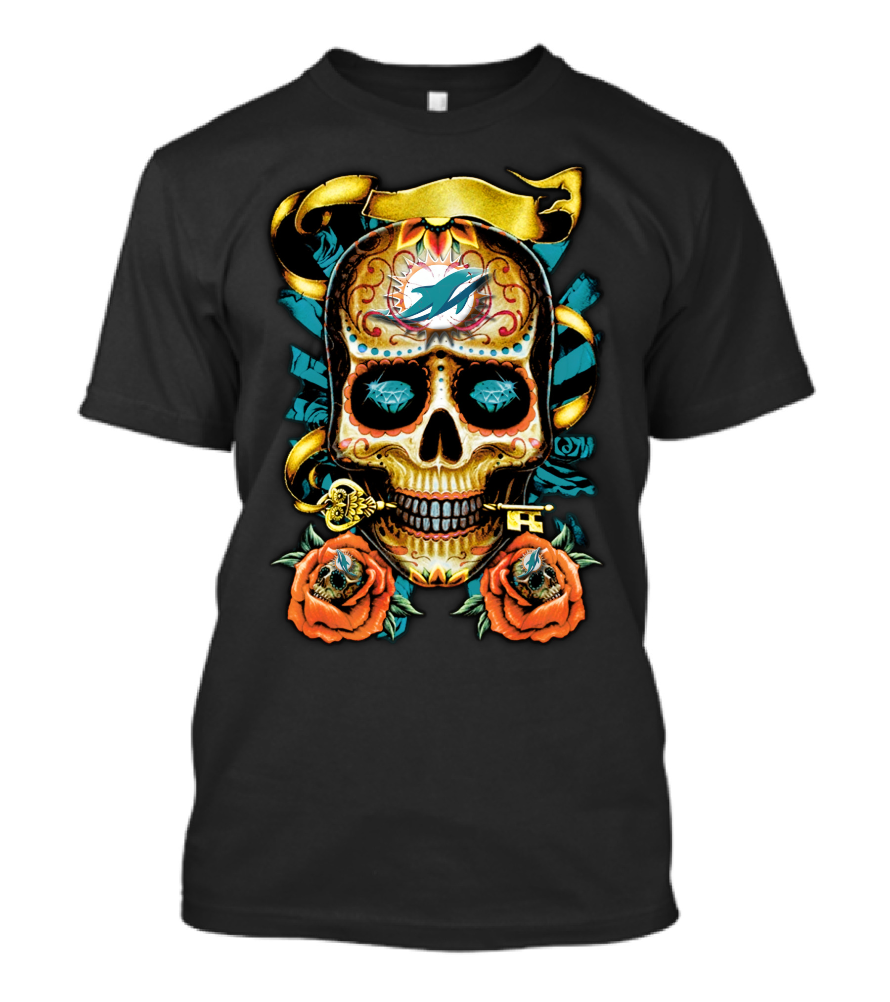 Miami Dolphins Sugar Skull T-Shirt