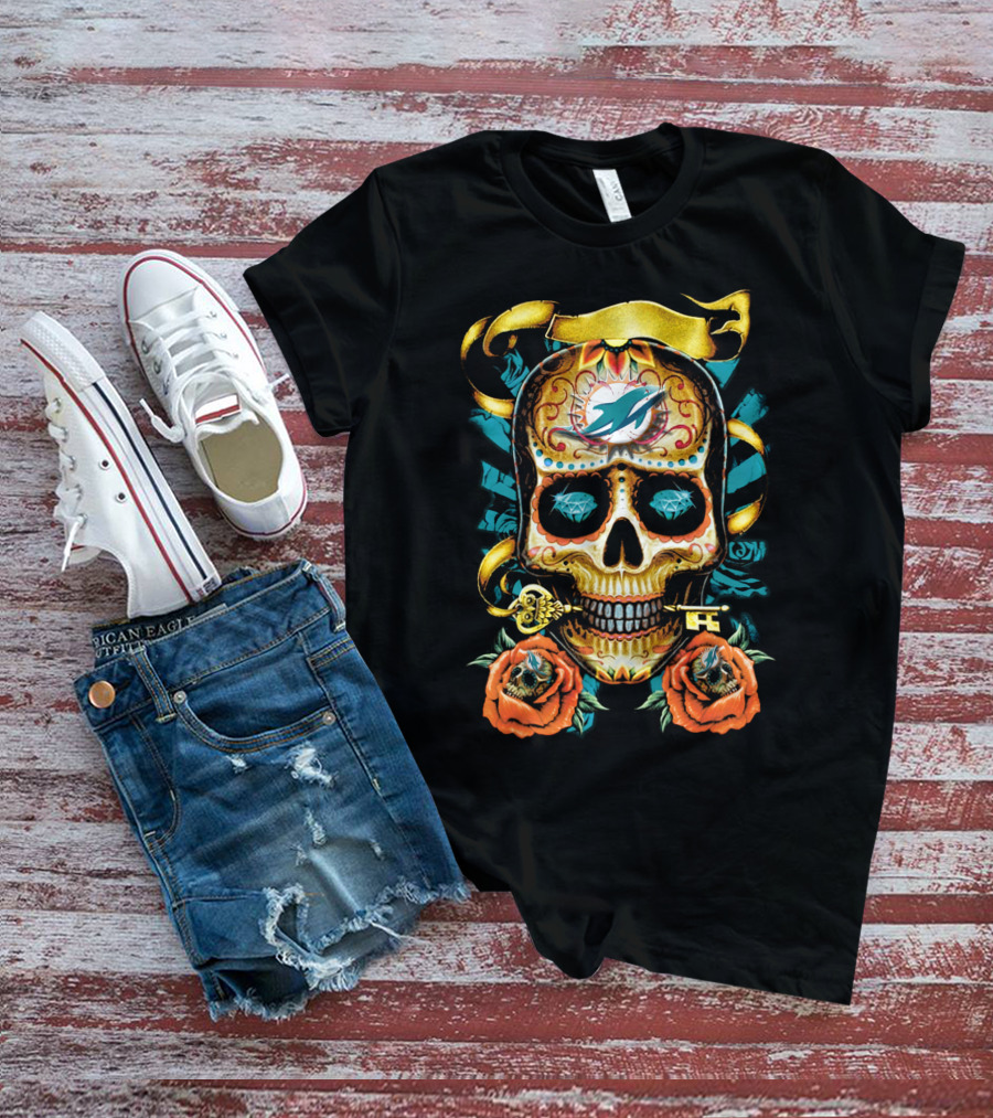 Miami Dolphins Sugar Skull T-Shirt