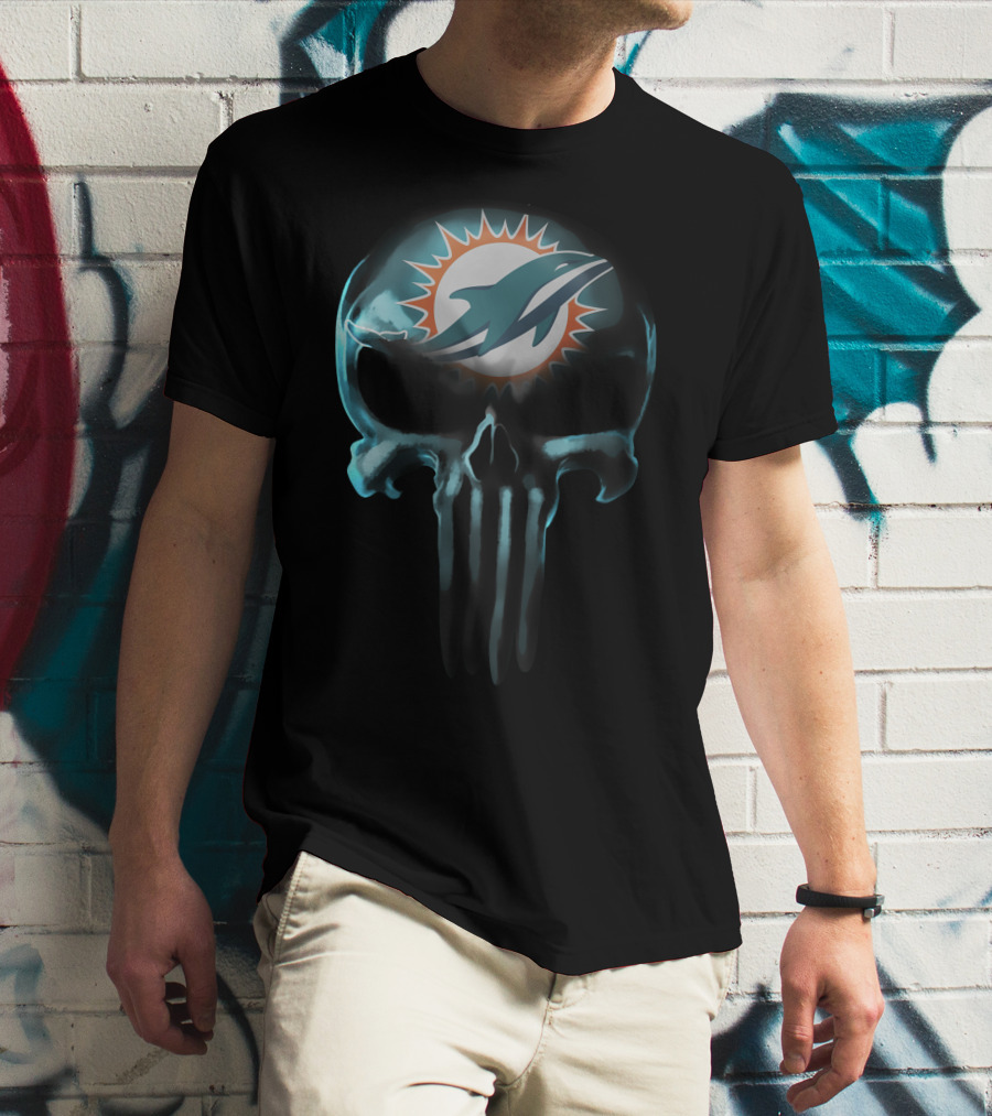 Miami Dolphins 30 Skull T-Shirt