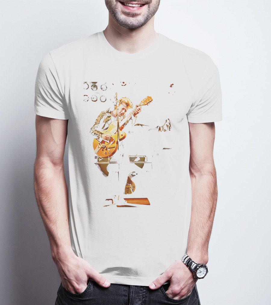 Straycats Rockabilly Guitarist In Leather Jacket T-Shirt