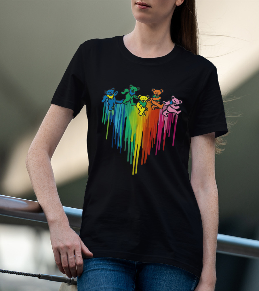 Grateful Dead Dancing Bear Rainbow Drip T-Shirt