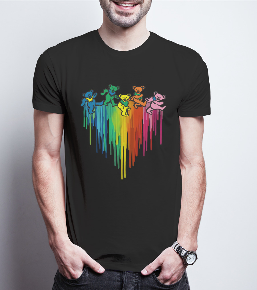 Grateful Dead Dancing Bear Rainbow Drip T-Shirt