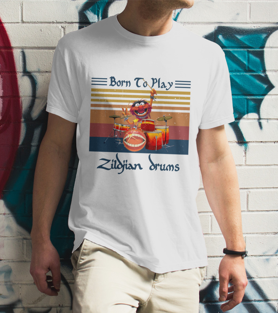 Born To Play Zildjian Drums Muppets Animal Vintage T-Shirt