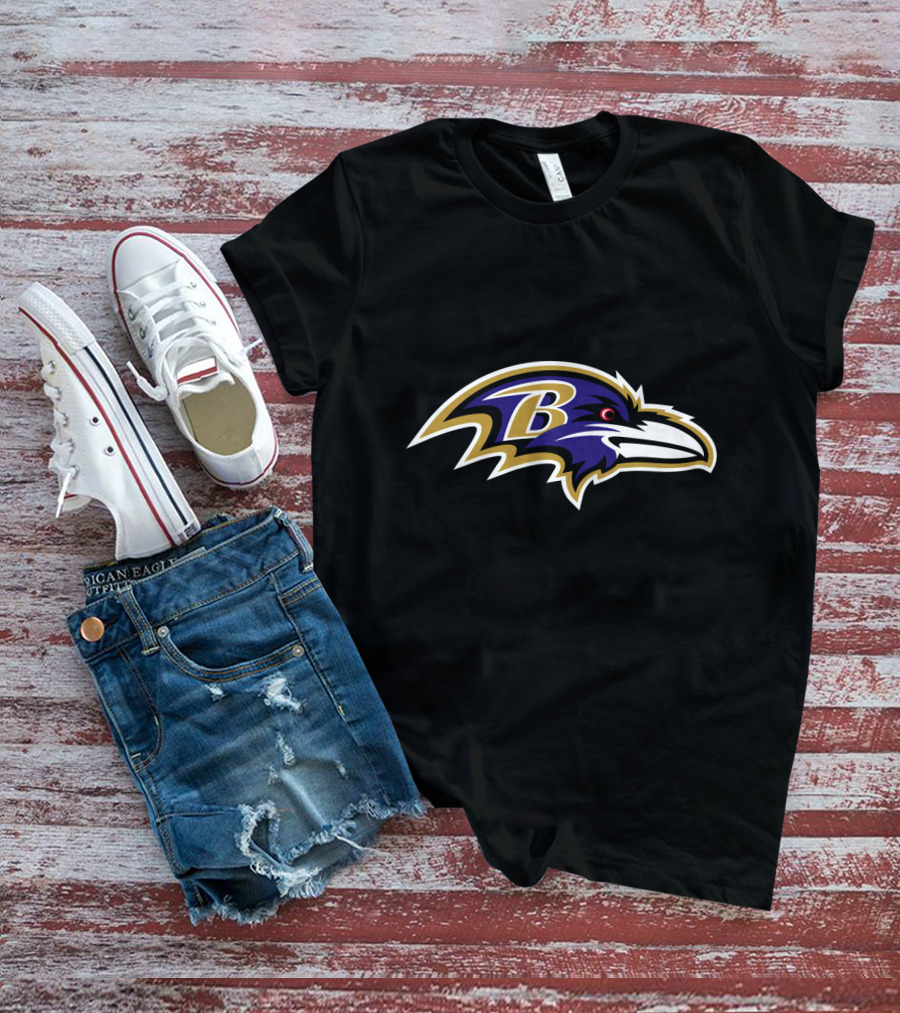 Baltimore Ravens Black And Purple Iconic B Football Team Emblem T-Shirt