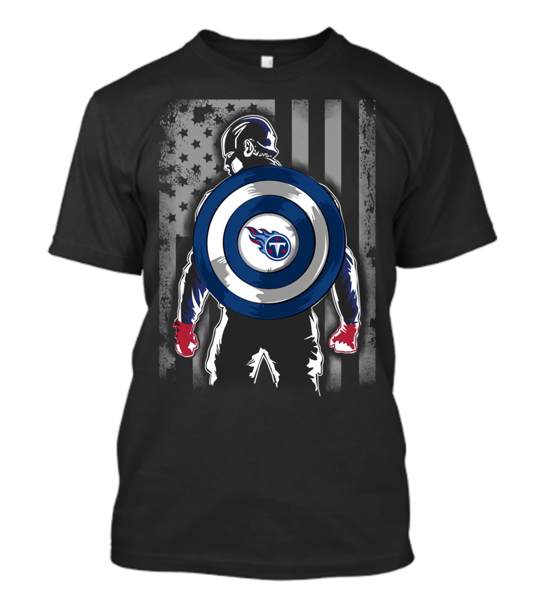 Tennessee Titans Captain America Shield American Flag T-Shirt