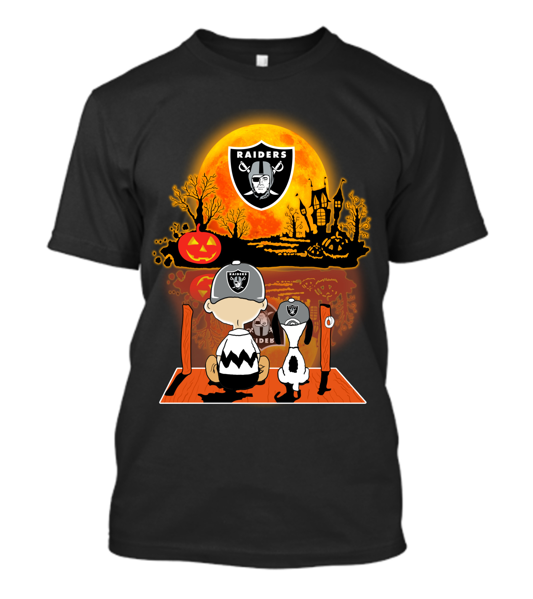 Raiders Halloween Snoopy Charlie Brown Pumpkin Moon T-Shirt