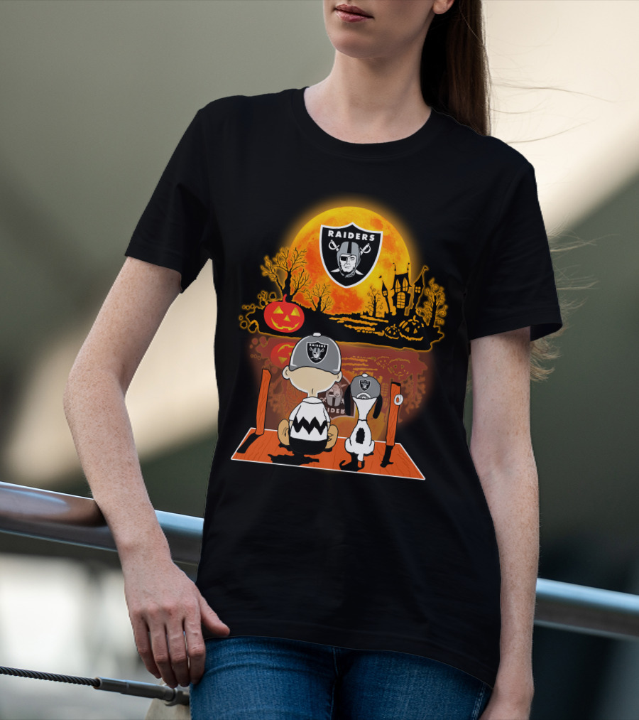 Raiders Halloween Snoopy Charlie Brown Pumpkin Moon T-Shirt