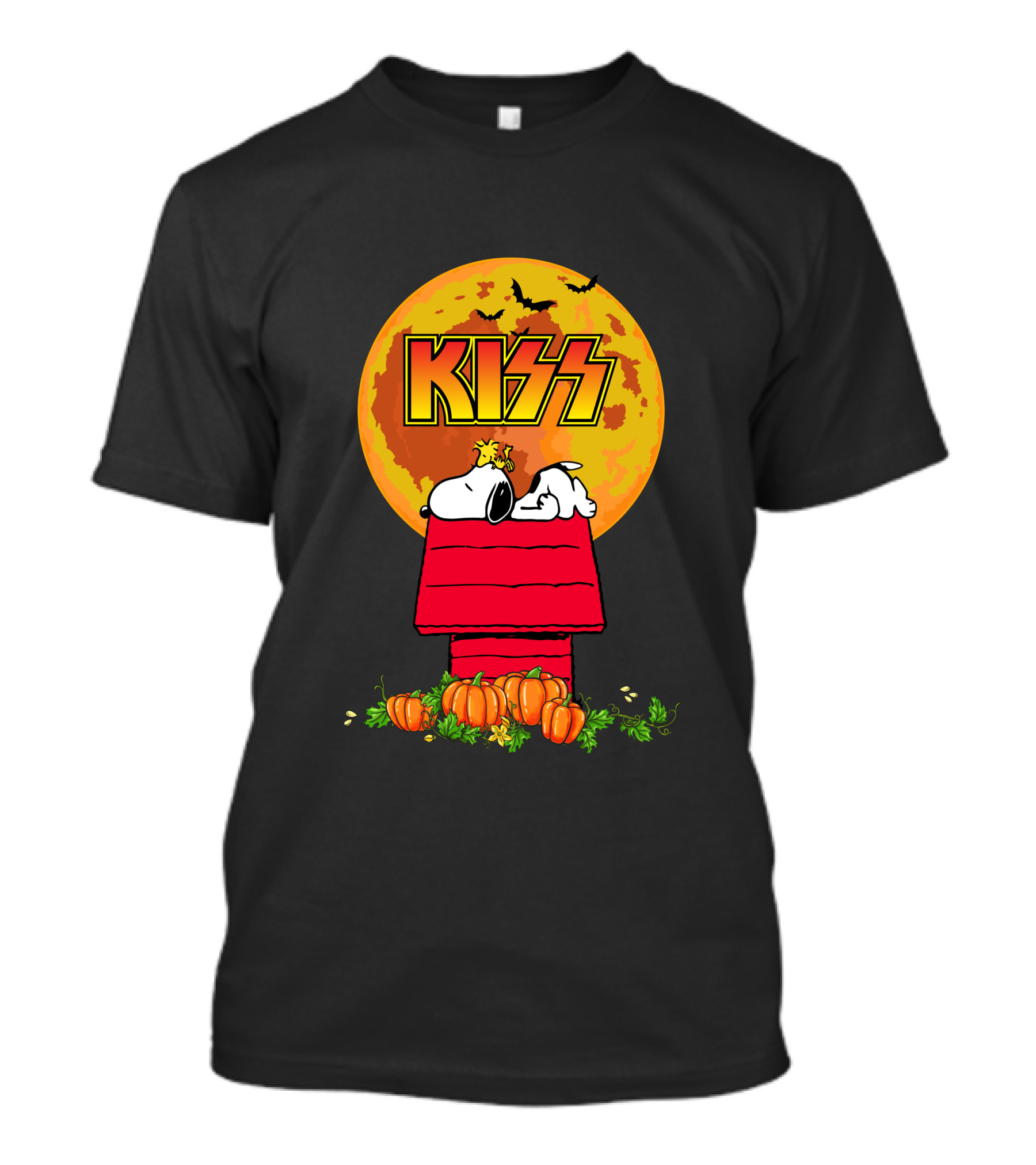 KISS Snoopy Halloween Pumpkin Moon Scene T-Shirt