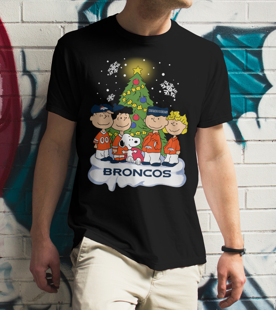 Broncos Christmas Snoopy And Peanuts Characters Holiday T-Shirt