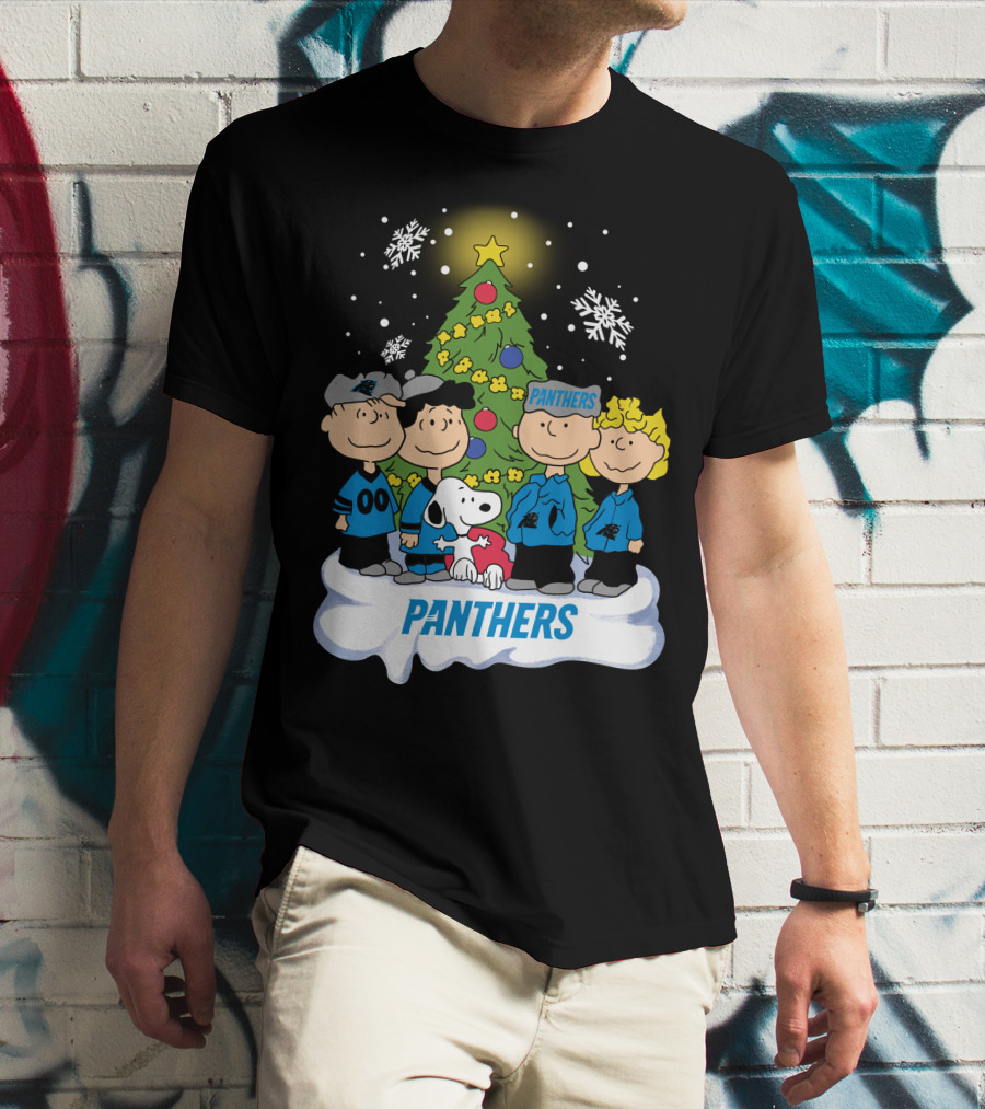 Panthers Snoopy Christmas Peanuts Characters T-Shirt