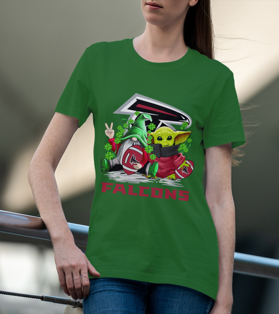 Atlanta Falcons St. Patrick's Day Football Gnome And Baby Alien T-Shirt