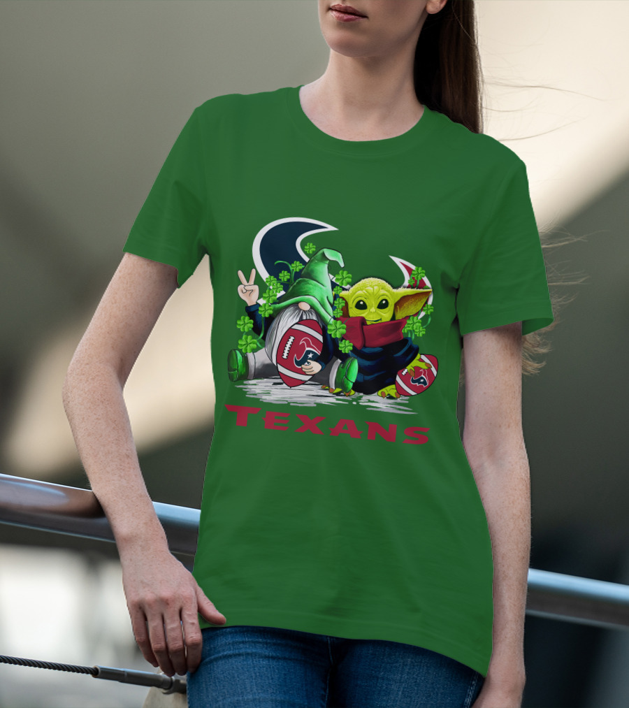 Houston Texans Football Patrick’s Day Clover Gnome And Alien T-Shirt