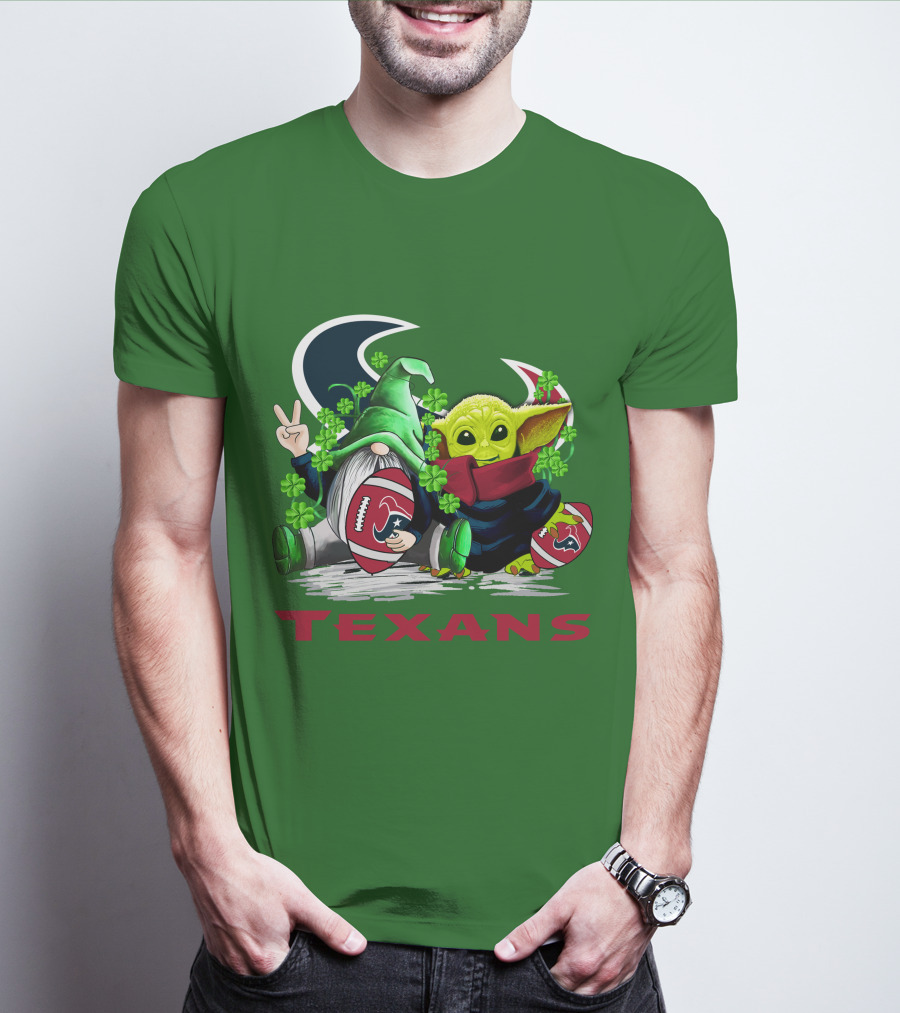 Houston Texans Football Patrick’s Day Clover Gnome And Alien T-Shirt