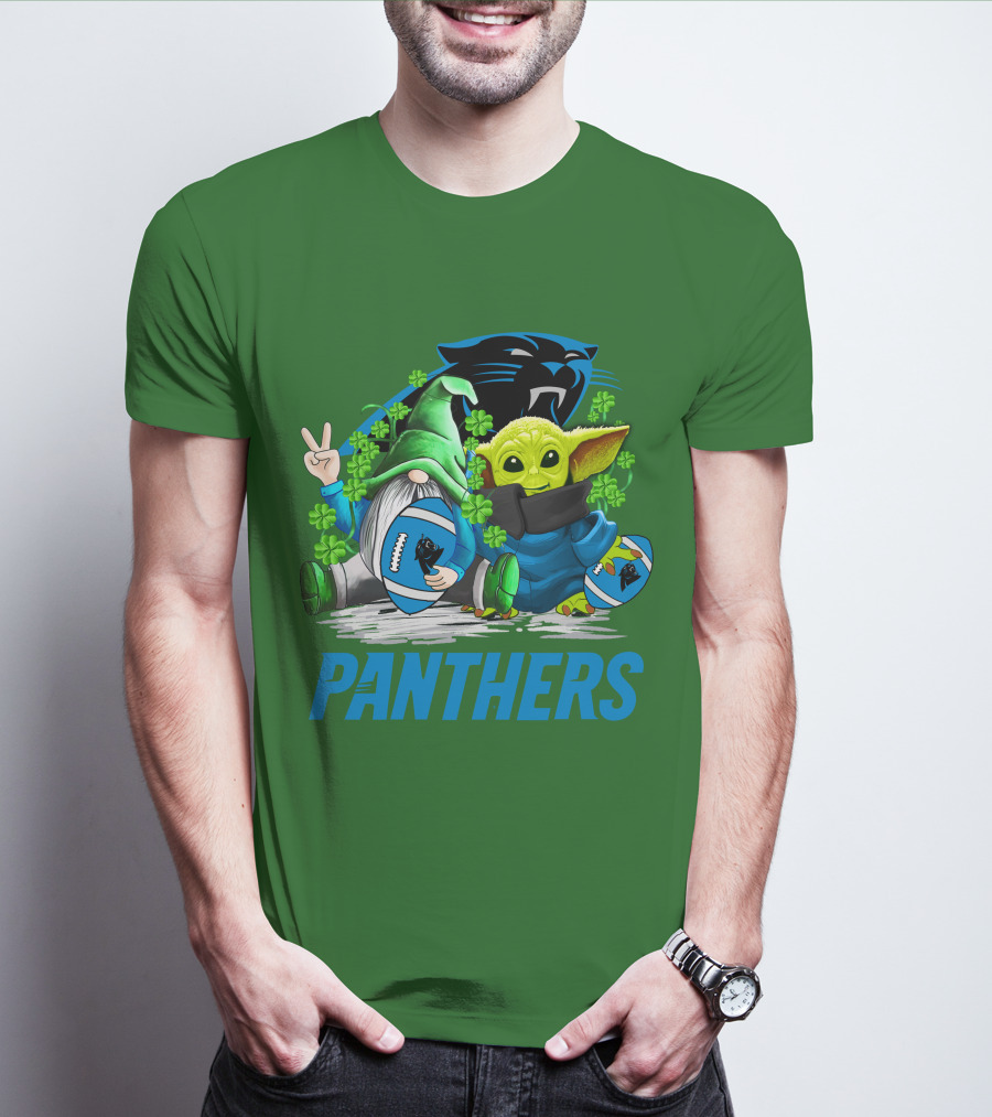 Panthers St. Patrick’s Day Football Gnome And Baby Alien T-Shirt