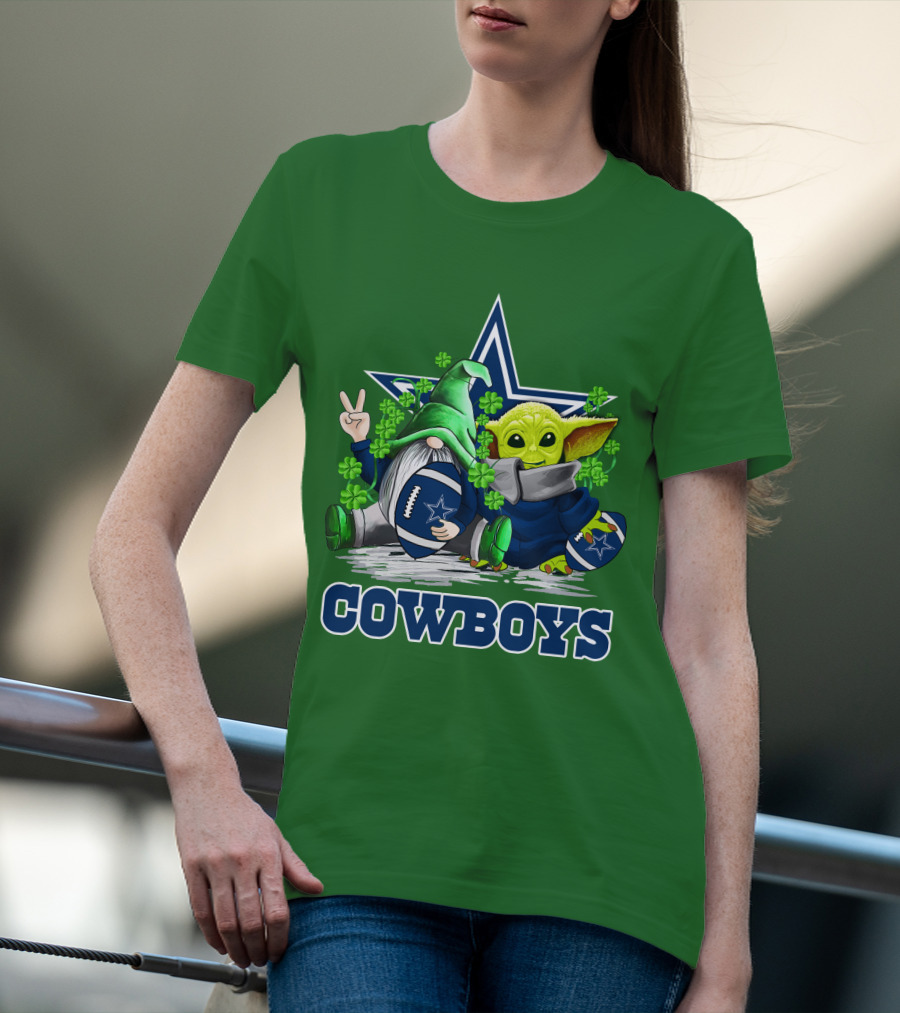 Cowboys Gnome Baby Yoda Football St. Patrick's Day T-Shirt