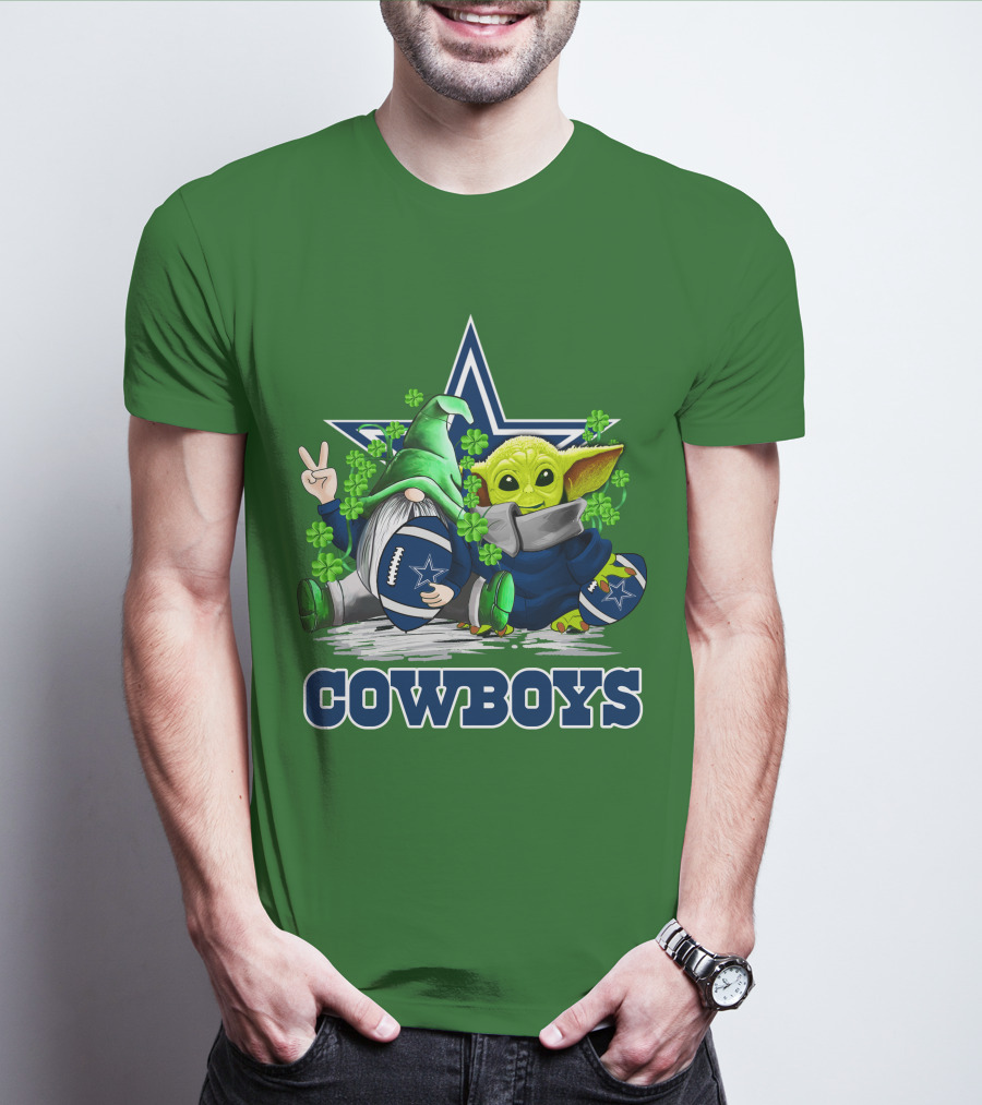 Cowboys Gnome Baby Yoda Football St. Patrick's Day T-Shirt