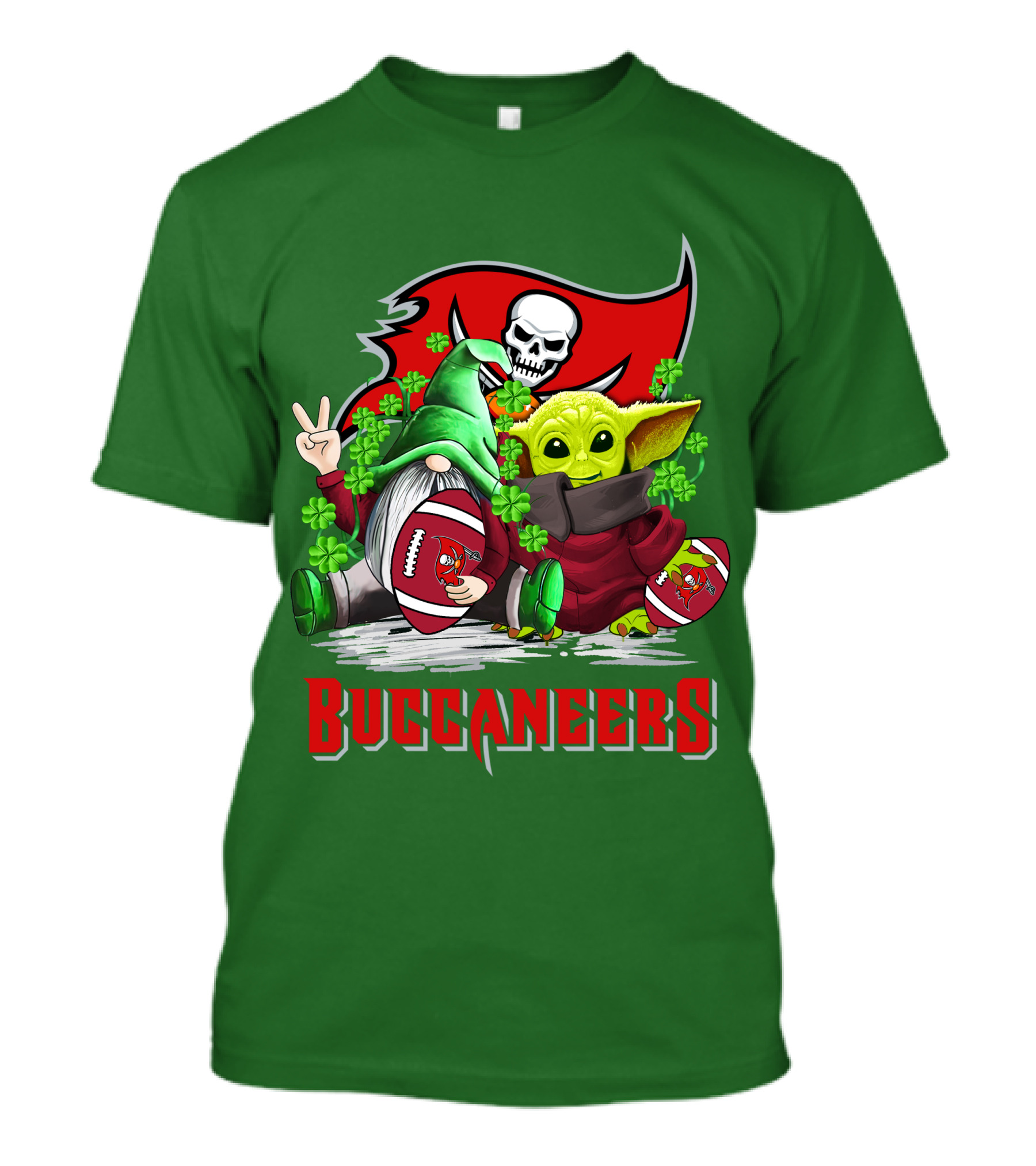 Buccaneers St. Patrick's Day With Gnome And Baby Alien Football T-Shirt