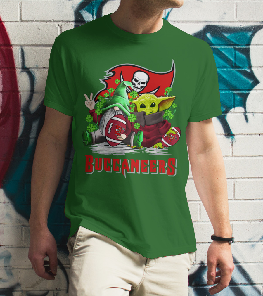 Buccaneers St. Patrick's Day With Gnome And Baby Alien Football T-Shirt