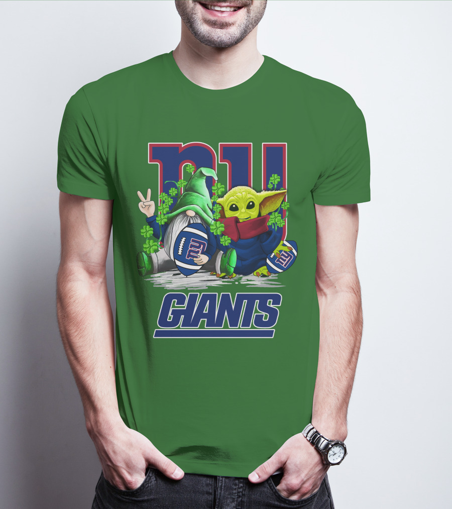 New York Giants Football St. Patrick's Day Gnome And Yoda T-Shirt
