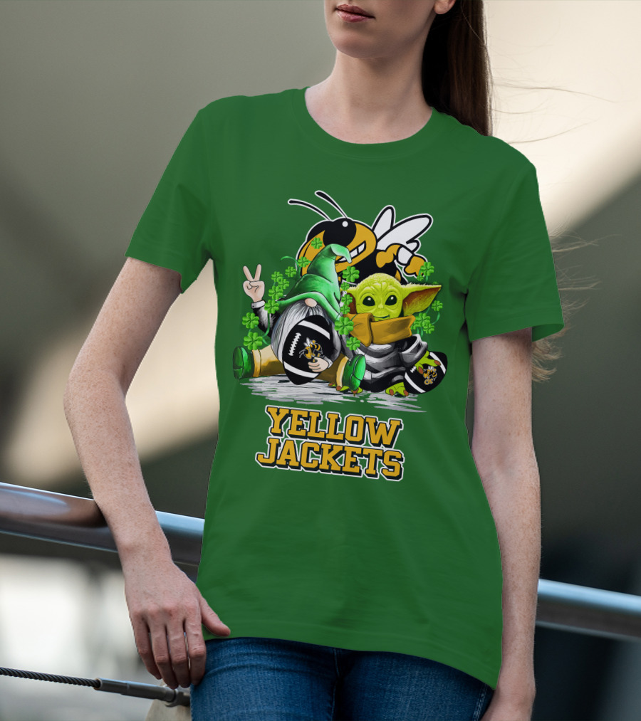 Georgia Tech Yellow Jackets St. Patrick’s Day Football Gnome And Green Baby Character T-Shirt