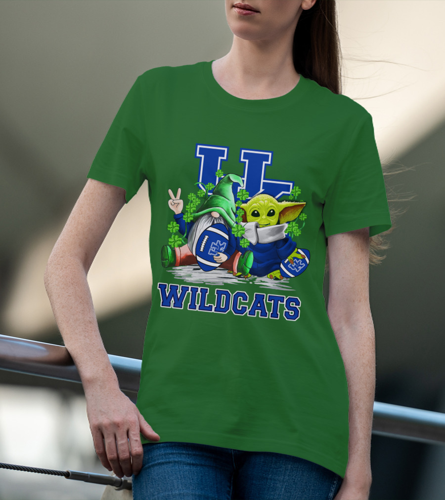 Kentucky Wildcats Football St. Patrick’s Day Shamrock Gnome And Green Alien T-Shirt