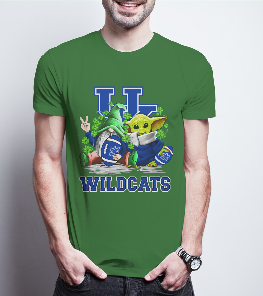 Kentucky Wildcats Football St. Patrick’s Day Shamrock Gnome And Green Alien T-Shirt