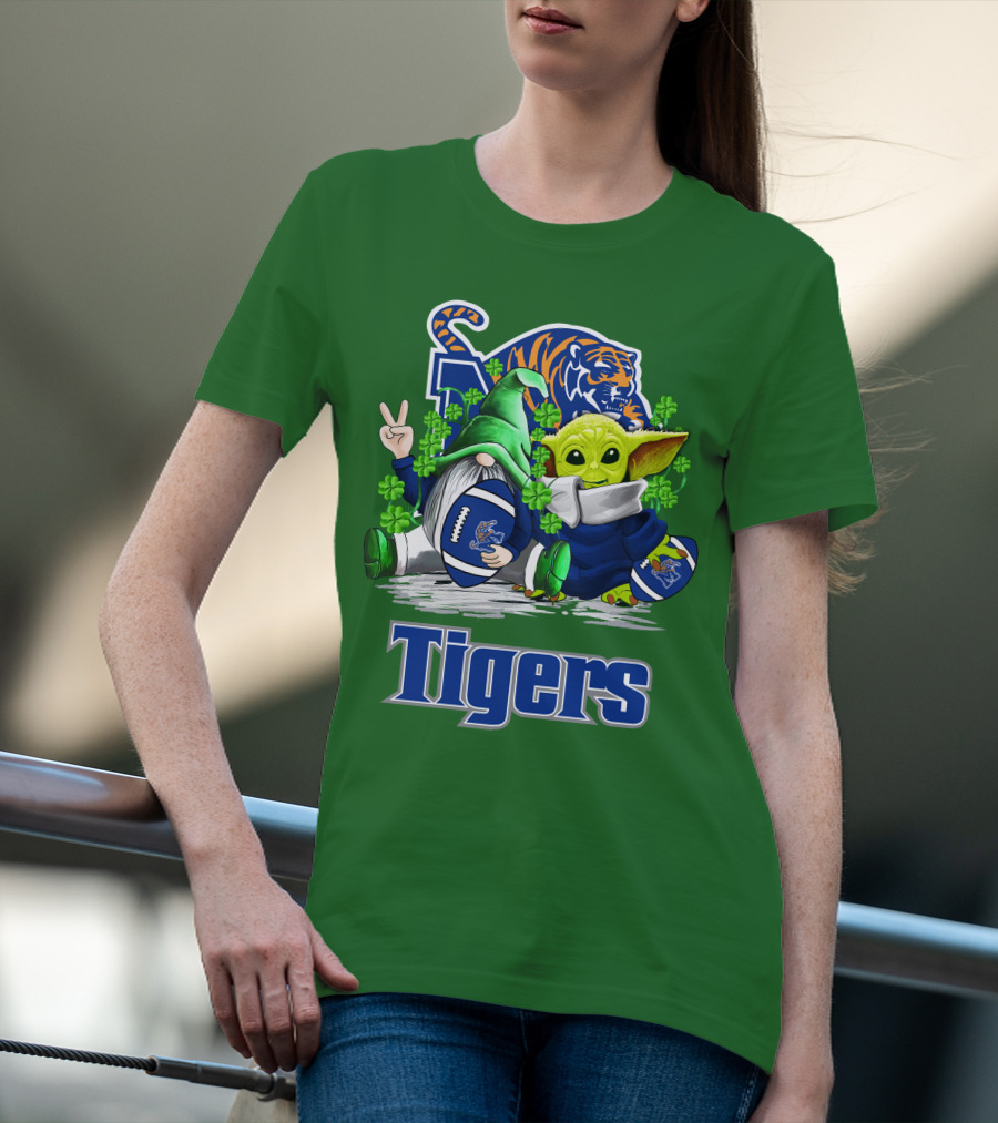Memphis Tigers Football St. Patrick's Day Gnome And Child Icons T-Shirt