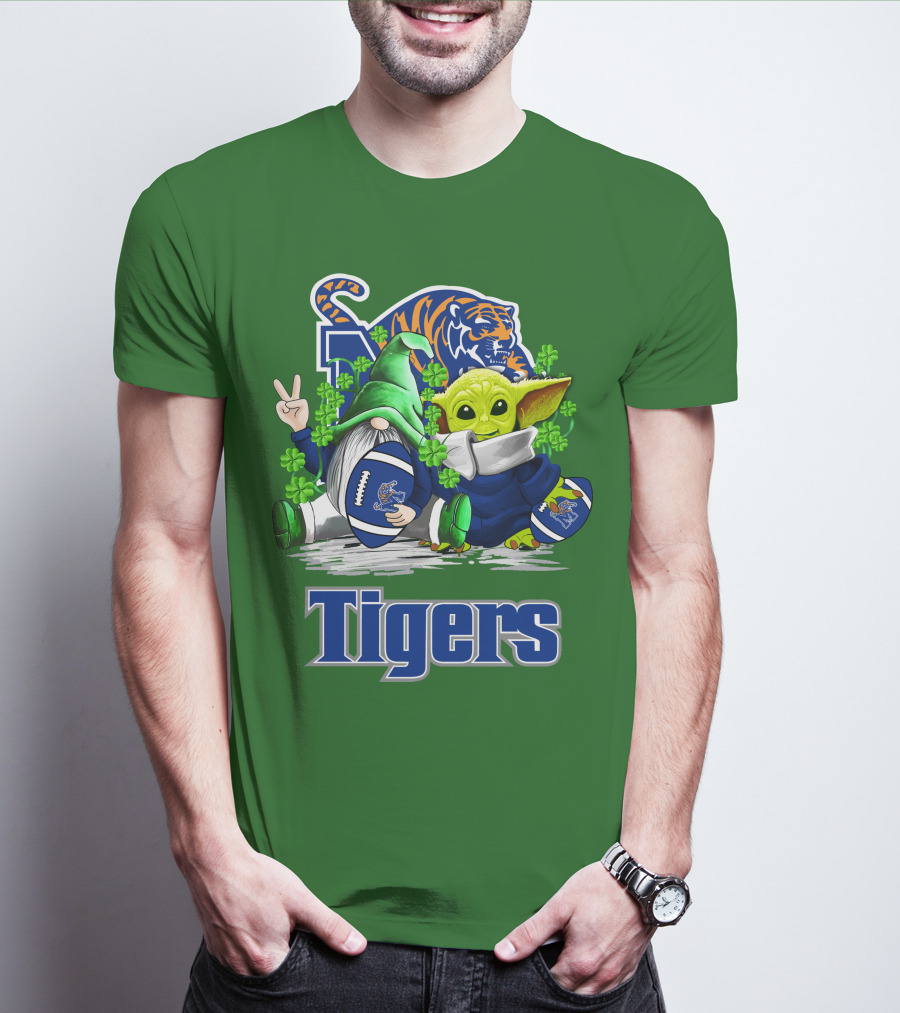 Memphis Tigers Football St. Patrick's Day Gnome And Child Icons T-Shirt