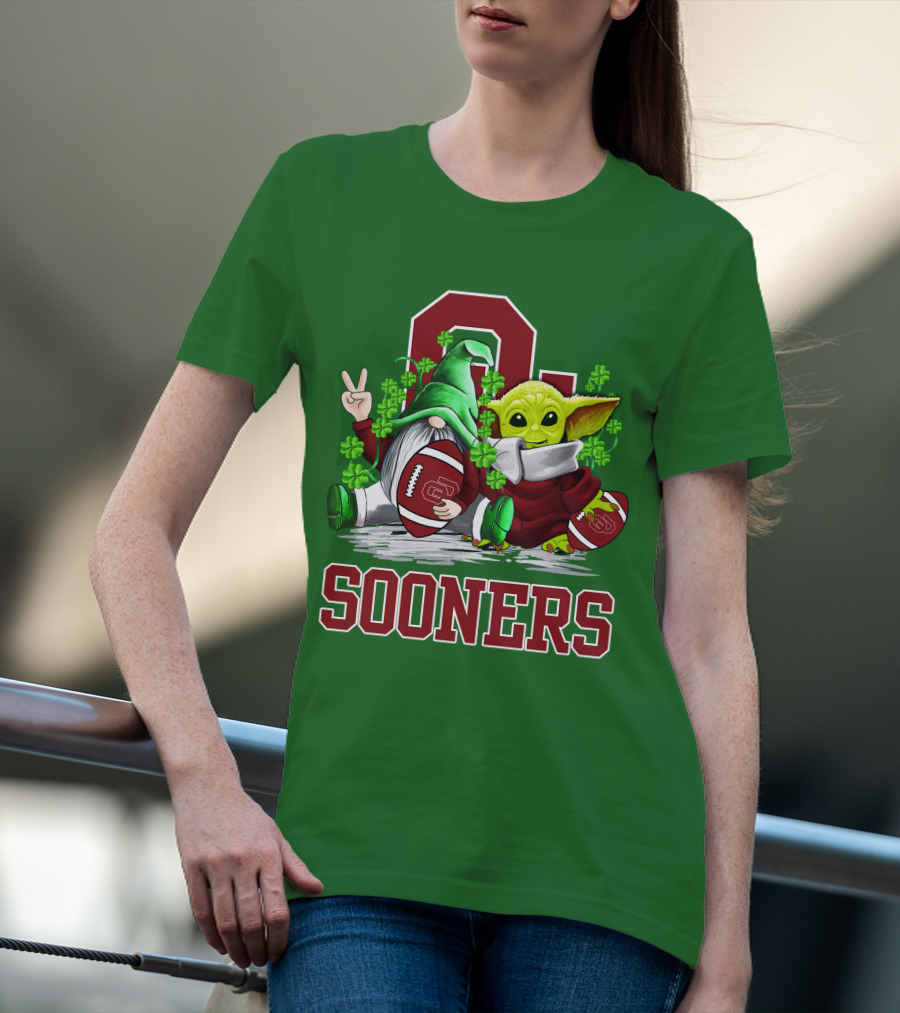 Oklahoma Sooners St. Patrick's Day Football Gnome And Alien T-Shirt