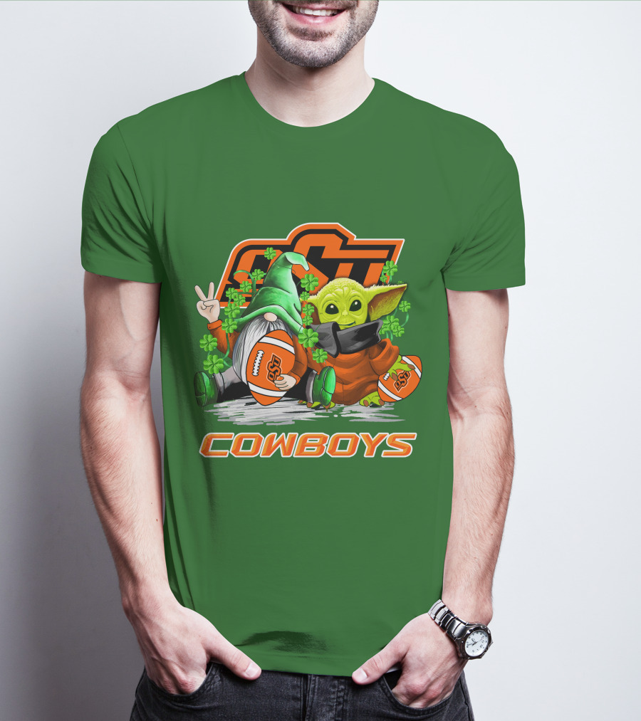 Oklahoma State Cowboys Football St. Patrick’s Day Yoda And Gnome T-Shirt