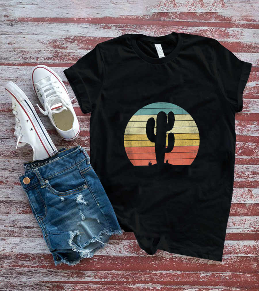 Retro Sunset Saguaro Cactus T-Shirt
