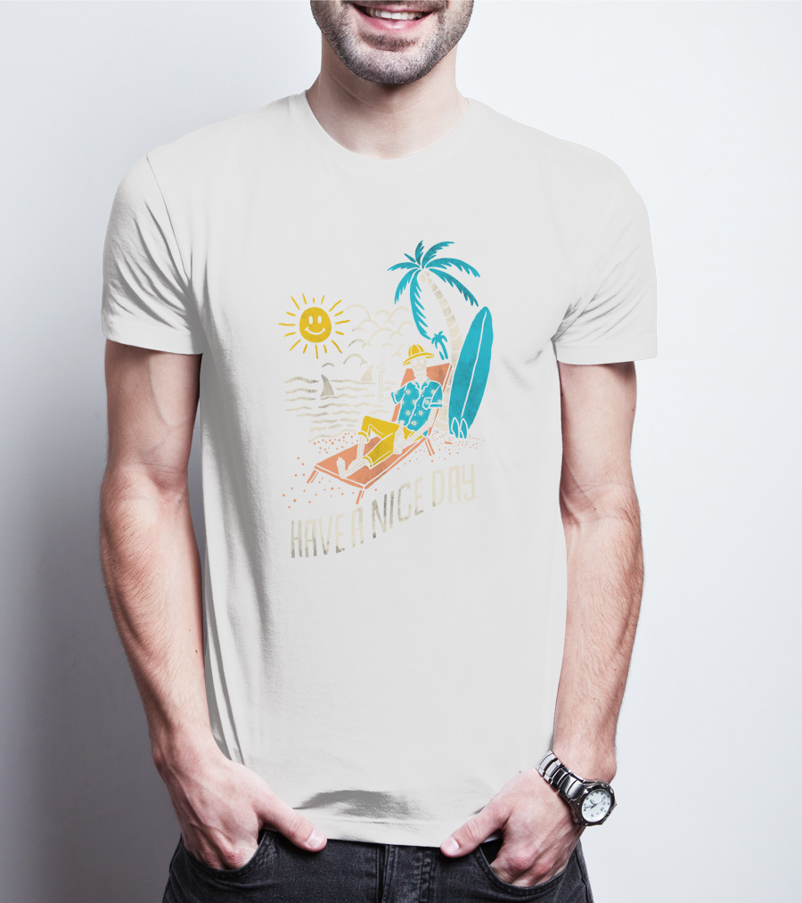 Have A Nice Day Surfing With Sun And Palm Tree On The Beach T-Shirt