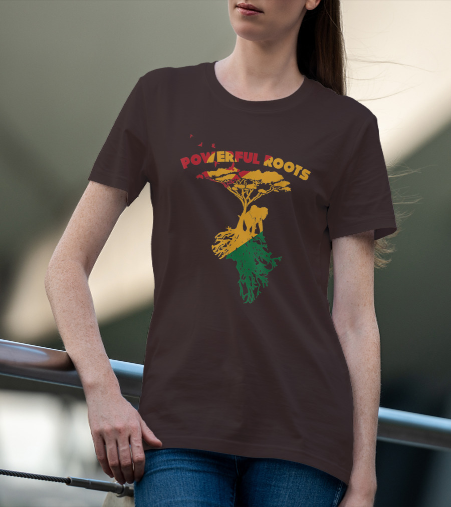 Powerful Roots Black History Month African American Elephant Tree Africa Vibes T-Shirt