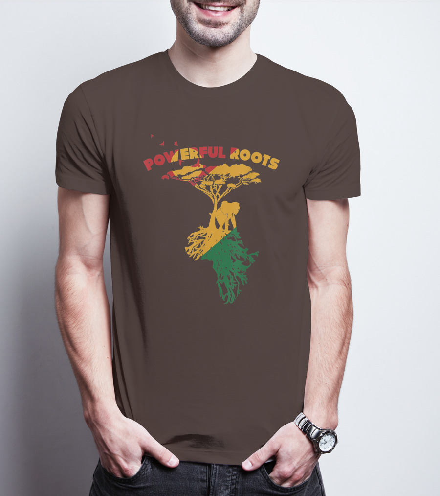 Powerful Roots Black History Month African American Elephant Tree Africa Vibes T-Shirt