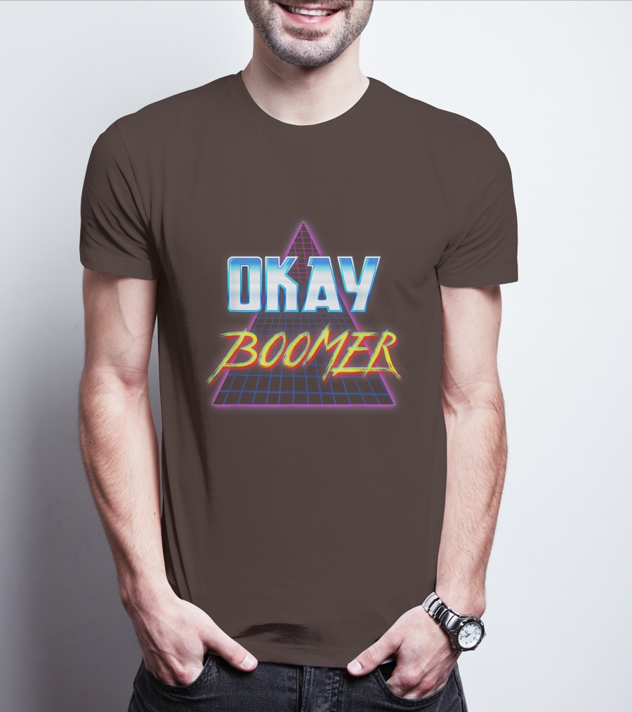Okay Boomer Retro 80s Neon Grid Triangle T-Shirt