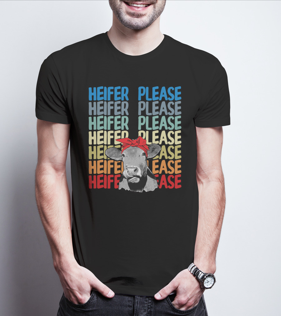 Heifer Please Heifer Please Heifer Please Heifer Please Cow With Red Bandana T-Shirt