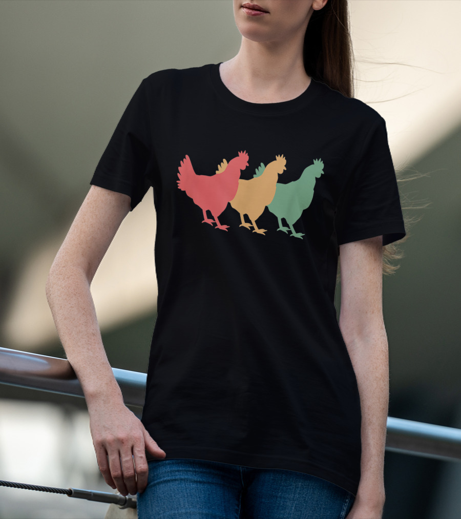 Funny Vintage Chicken Trio Retro T-Shirt