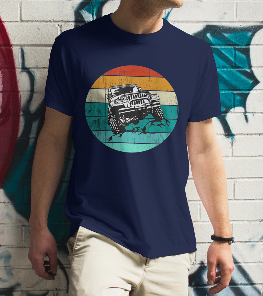 Off Road 4x4 Vehicle Retro Sunset Adventure Jeep Wrangler T-Shirt