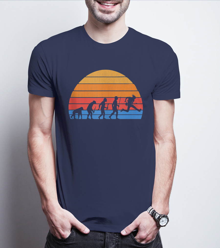 Guitarist Evolution Silhouette Retro Sunset T-Shirt