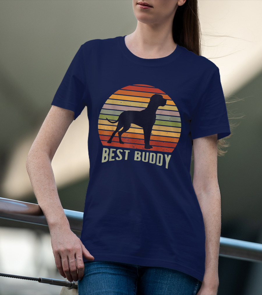 Best Buddy Vintage Dog Silhouette Retro Sunset T-Shirt