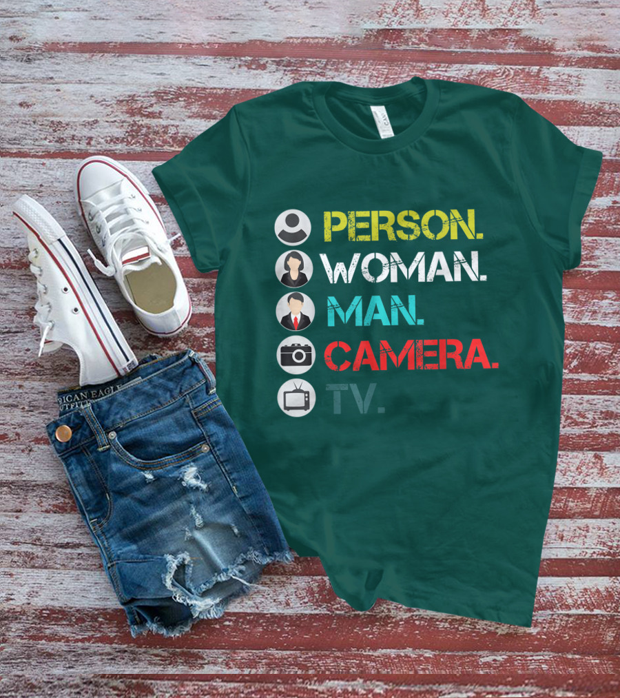 PERSON WOMAN MAN CAMERA TV Circle Icons T-Shirt