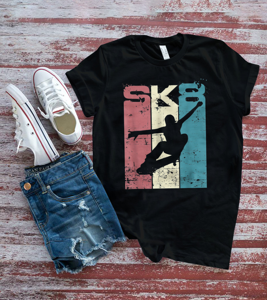 Vintage SK8 Skateboard Lifestyle Retro T-Shirt