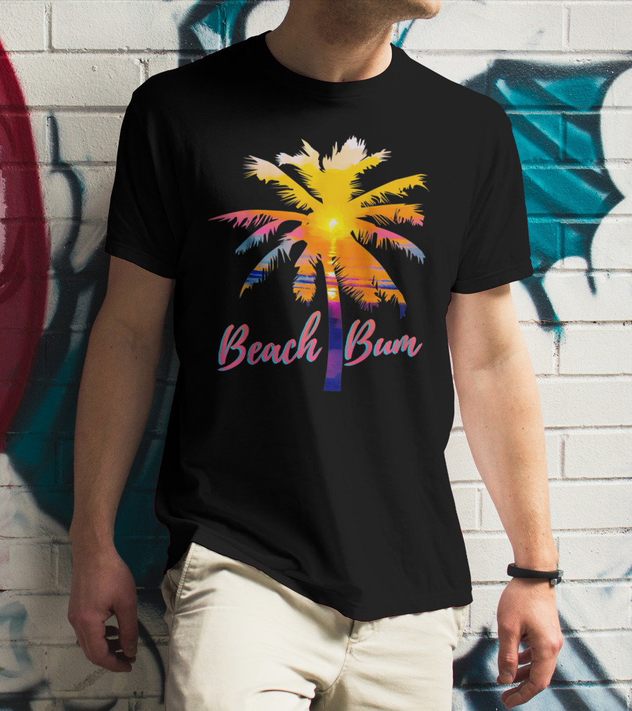 Beach Bum Tropical Sunrise Palm Tree Sunset Reflection T-Shirt
