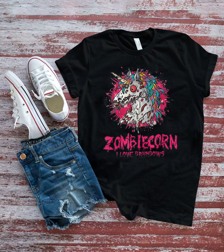 Zombicorn I Love Brainbows Halloween Zombie Unicorn T-Shirt